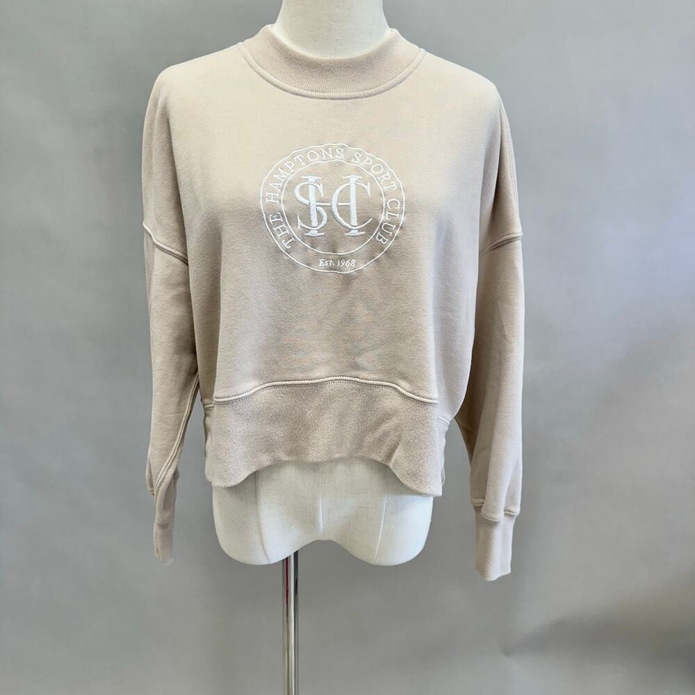 Abercrombie & Fitch Hamptons Sport Club‎ beige boxy mock neck sweater Size Small